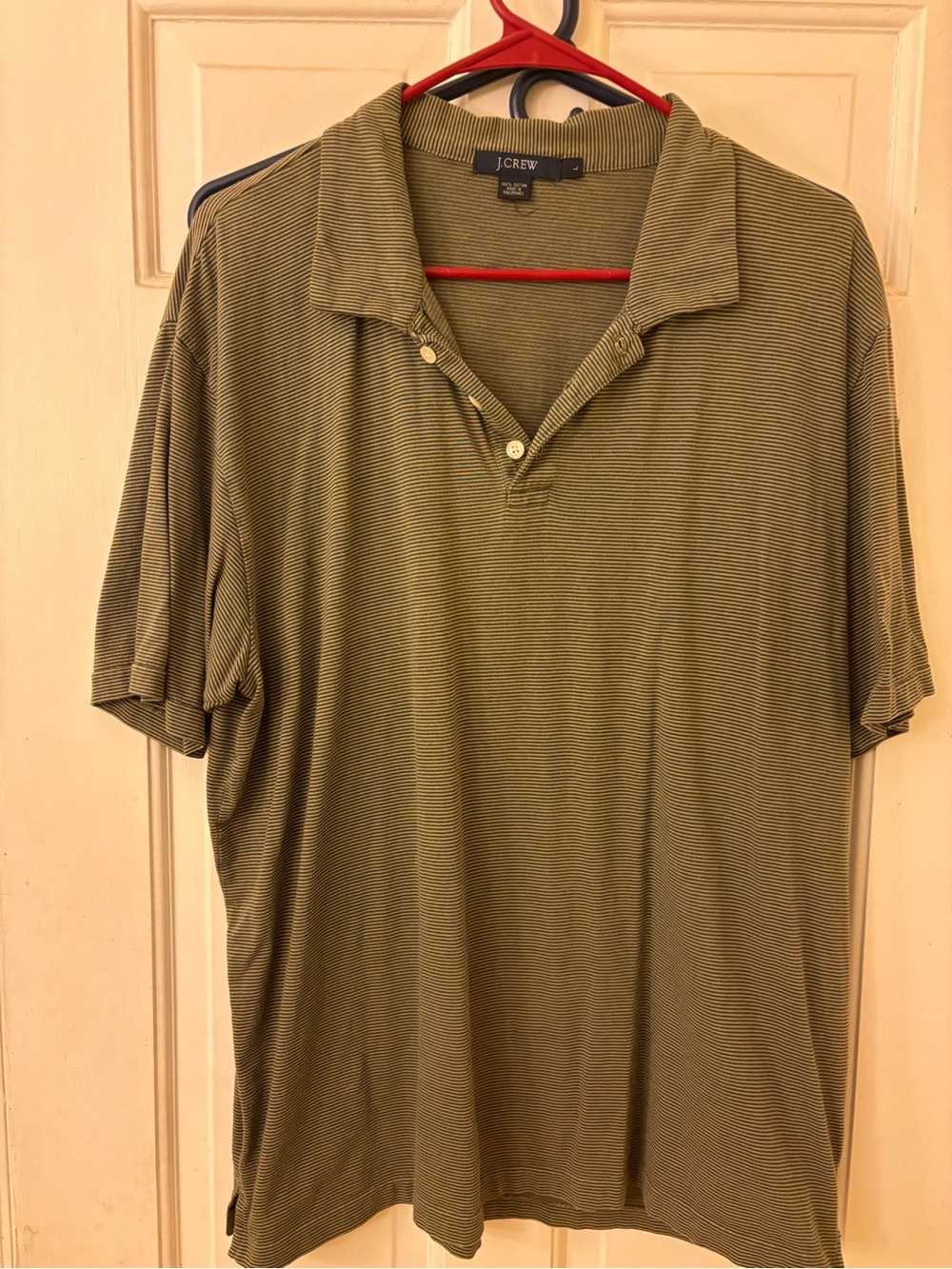 J. Crew Men's Olive Micro-Striped Polo Size Large